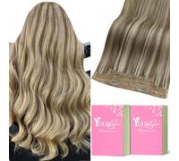 YoungSee Wire Hair Extensions Brown 20inch 100g Hidden Wire Human Hair Extensions Light Brown Highlights with Blonde Wire Extensions Real Hair Long Straight One Piece