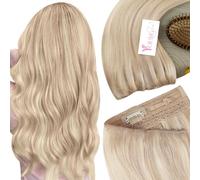 YoungSee Wire Hair Extensions Highlights 20inch 130g Invisible Wire Extensions Human Hair Ash Blonde Highlight Bleach Blonde Hidden Wire Extensions Real Hair Thick for Girls