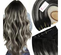 YoungSee Wire Human Hair Extensions Black Ombre 22inch 130g Hidden Wire Hair Extensions Human Hair Ombre Black Roots Balayage Silver Wire Human Hairpiece One Piece Thick