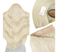 YoungSee Wire Human Hair Extensions Platinum Blonde 20inch Hidden Wire Hair Extensions Real Human Hair Blonde 100g Long Straight Thick One Piece Wire Human Hairpiece