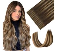 Youngsmile Invisible Tape Extensions Real Hair Brown Balayage Real Hair Extensions Tape Ombre Brown Caramel Blonde Remy Hair Extensions Real Hair Tape Extensions 50 g 20 Pieces #4/27/4 55 cm (#4/27/4