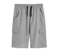 YoungSoul Boys Jersey Cargo Shorts Kids Drawstring Elastic Waist School PE Cotton Jogger Shorts Summer Bottom Grey Size 150/9-10 Years