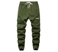 YoungSoul Boys Joggers Pants Casual Drawstring Elastic Slim Fit Kids Cargo Trousers Army UK:5-6 Years (manufacturers's Size: 130)
