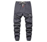 YoungSoul Boys Joggers Pants Casual Drawstring Elastic Slim Fit Kids Cargo Trousers Grey UK:7-8 Years (manufacturers's Size: 140)