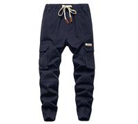 YoungSoul Boys Joggers Pants Casual Drawstring Elastic Slim Fit Kids Cargo Trousers Navy UK:5-6 Years (manufacturers's Size: 130)