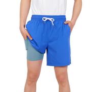 YoungSoul Boys' Quick Dry Swim Trunks Kids Swimming Shorts with Compression Liner 2 in 1 Swimwear Surfing Beach Shorts Blue 11-12 Years Size 160