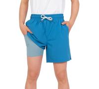 YoungSoul Boys' Swimming Shorts with Compression Liner Quick Dry Kids Swim Trunks 2 in 1 Swimwear Beach Shorts Aqua Blue 7-8 Years Size 140
