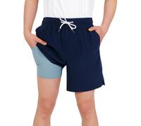 YoungSoul Boys' Swimming Shorts with Compression Liner Quick Dry Kids Swim Trunks 2 in 1 Swimwear Beach Shorts Navy 9-10 Years Size 150