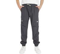 YoungSoul Boys Waterproof Cargo Trousers Elasticated Waist Kids School Trousers Hiking Outdoor Joggers Grey 8-9 Years