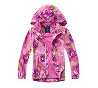 YoungSoul Girls Lightweight Waterproof Jacket Kids Soft Lined Fox Printed Raincoat School Rain Mac School Windbreaker Red 9-10 Years/Size 140