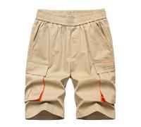 YoungSoul Kids Cargo Shorts Boys Summer Shorts Elasticated Waist School Pants Multipocket Contrast Cotton Trousers Khaki 11-12 Years