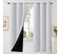 YoungsTex 100% Blackout Curtains 72 Inch Length 2 Panels for Bedroom, Thermal Insulated Drapes with Heat Blocking Liner Room Darkening for Living Room, Greyish White, 42 X 72 Inch