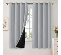 YoungsTex 100% Blackout Curtains for Bedroom with Double Layer, Grommet Thermal Insulated Total Room Darkening Light Grey Drapes for Kids Nursery, 2 Panels, 52 X 63 Inch