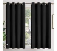 YoungsTex Black Blackout Curtains 45 Inches Length for Short Window - Thermal Insulated with Grommet Room Darkening Curtains for Bedroom Kitchen, 2 Panels, 52 x 45 Inch