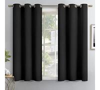 YoungsTex Black Blackout Curtains 45 Inches Long for Bedroom Kitchen Window - Thermal Insulated Drapes with Grommet Short Length Darkening for Bathroom Basement, 2 Panels, 42 x 45 Inch