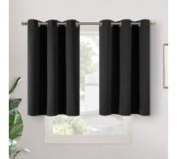 YoungsTex Black Blackout Curtains for Kitchen Bedroom Window 42 x 36 Inch Long - Thermal Insulated Drapes with Grommet Room Darkening Privacy for Cafe Bathroom, 2 Panels