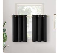 YoungsTex Black Blackout Curtains for Kitchen Cafe Window 34 x 36 Inch Long - Half Window Drapes Thermal Insulated with Grommet Darkening Privacy for Bathroom, 2 Panels
