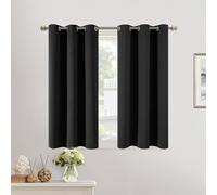 YoungsTex Black Curtains 40 Inch Length for Kitchen Cafe Window - Short Thermal Insulated Drapes Blackout with Grommet for Bedroom Bathroom, 2 Panels, 34 x 40 Inch