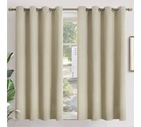 YoungsTex Blackout Curtains 45 Inches Length for Short Window - Thermal Insulated with Grommet Room Darkening Drapes for Basement Kitchen Cafe, 2 Panels, 52 x 45 Inch, Beige