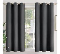 YoungsTex Blackout Curtains 48 Inches Length for Short Window - Dark Grey Thermal Insulated Drapes with Grommet Room Darkening Privacy for Bathroom Bedroom, 2 Panels, 42 x 48 Inch