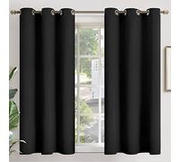 YoungsTex Blackout Curtains 54 Inches Length for Bedroom - Thermal Insulated with Grommet Short Room Darkening Window Drapes for Basement Office Camper Boy, 2 Panels, 42 x 54 Inch, Black
