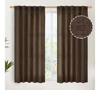 YoungsTex Brown Linen Curtains 45 Inches Long for Short Window, Back Tab Rod Pocket Chocolate Drapes Light Filtering for Kitchen Bathroom Cafe Decorative, 2 Panels, 42 X 45 Inch