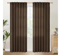 YoungsTex Brown Linen Curtains 84 Inch Length for Living Room, Chocolate Semi Sheer Drapes with Back Tab Rod Pocket Light Filteringfor Bedroom Dining Farmhouse, 2 Panel, 52 X 84 Inch