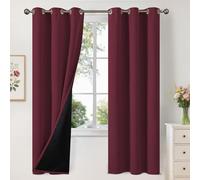YoungsTex Burgundy 100% Blackout Curtains for Bedroom 72 Inches Length, Double Layer Full Light Blocking Thermal Insulated Window Drapes for Living Room, 2 Panels, 42 X 72 Inch
