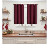 YoungsTex Burgundy Blackout Curtains 40 Inch Length for Kitchen Cafe Window - Thermal Insulated Drapes with Grommet Room Darkening for Bedroom Basement Bathroom, 2 Panels, 42 x 40 Inch