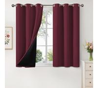 YoungsTex Burgundy Blackout Curtains 45 Inches Length for Short Window, Grommet Double Layer Full Light Blocking Thermal Insulated Drapes for Bedroom Basement Kids, 2 Panels, Burgundy, 42 X 45 Inch