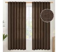 YoungsTex Dark Brown Linen Curtains for Living Room 2 Panels, Chocolate Light Filtering Window Drapes with Rod Pocket Back Tab Textured Semi Sheer for Dining Bedroom, 52 X 72 Inch