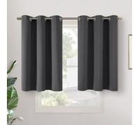 YoungsTex Dark Grey Blackout Curtains 36 Inches Length for Kitchen Bedroom Window - Thermal Insulated Drapes Short Length with Grommet for Bathroom, 2 Panels, 42 x 36 Inch