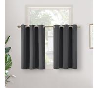YoungsTex Dark Grey Curtains 36 Inch Length for Kitchen Cafe Window - Half Window Drapes with Grommet Short Length Blackout for Rv Bathroom, 2 Panels, 34 x 36 Inch