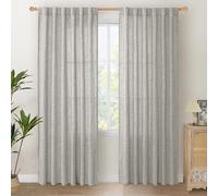 YoungsTex Dark Grey Light Filtering Curtains 84 Inch Length, Linen Drapes Semi Sheer with Rod Pocket Back Tabe for Living Room Bedroom Office Farmhouse Privacy, 52 X 84 Inch, 2 Panels