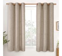 YoungsTex Dark Oatmeal Linen Curtains 54 Inches Length for Kitchen Living Room Window, Bronze Grommet Semi Sheer Drapes Privacy Light Filtering for Bedroom Bathroom, 42 x 54 Inch, 2 Panels