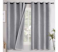 YoungsTex Grey Linen Blackout Curtains 68 Inch Length for Bedroom, Full Light Blocking Burlap Textured Drapes for Living Room Farmhouse Thermal Insulated Blinds with Grommet, 2 Panels, 52 X 68 Inch