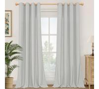 YoungsTex Grey Linen Semi Sheer Curtains 84 Inches Long for Bedroom, Light Filtering Window Treatments Drapes with Grommet for Living Dining Room, 2 Panels, 52 X 84 Inch