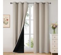 YoungsTex Light Camel 100% Blackout Curtains 84 Inches Length for Bedroom, Grommet Thermal Insulated Drapes for Living Room with Heat and Light Blocking Liner Privacy, 2 Panels, 42 X 84 Inch