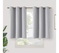 YoungsTex Light Grey Blackout Curtains 36 Inch Length for Kitchen Cafe Window - Short Thermal Insulated Drapes with Grommet Room Darkening for Bedroom Bathroom, 2 Panels, 42 x 36 Inch