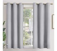 YoungsTex Light Grey Blackout Curtains 40 Inches Length for Bedroom Kitchen Window - Short Thermal Insulated Drapes with Grommet Darkening Privacy for Bathroom Cafe, 2 Panels, 42 x 40 Inch