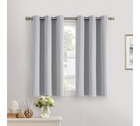 YoungsTex Light Grey Blackout Curtains 40 Inches Length for Bedroom Kitchen Window - Short Thermal Insulated with Grommet Half Window Drapes for Basement Bathroom, 2 Panels, 34 x 40 Inch