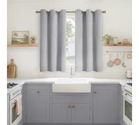 YoungsTex Light Grey Blackout Curtains 45 Inches Long for Kitchen Bedroom Window - Thermal Insulated Short Drapes with Grommet Darkening Privacy for Bathroom, 2 Panels, 42 x 45 Inch