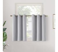 YoungsTex Light Grey Curtains 36 Inch Long for Kitchen Cafe Window - Half Window Drapes with Grommet Darkening Privacy for Bedroom Bathroom, 2 Panels, 34 x 36 Inch
