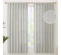 YoungsTex Light Grey Linen Curtains 63 Inch Length 2 Panels for Living Room, Back Tab and Rod Pocket Light Filtering Window Drapes for Bedroom Farmhosue Decorative Privacy, 60 X 63 Inch