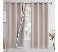 YoungsTex Linen Blackout Curtains 68 Inches Long for Bedroom, Full Light Blocking Window Drapes for Living Room Farmhouse Thermal Insulated Burlap Blinds with Grommet, Beige, 2 Panels, 52 X 68 Inch