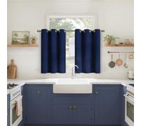 YoungsTex Navy Blue Kitchen Curtains 36 Inch Length - Short Half Drapes with Grommet Room Darkening Privacy for Cafe Bathroom Window, 2 Panels, 34 x 36 Inch