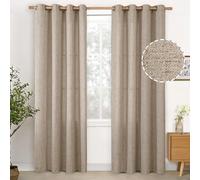 YoungsTex Oatmeal Burlap Linen Curtains 80 Inch Length 2 Panels Set