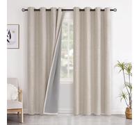 YoungsTex Oatmeal Linen Blackout Curtains for Bedroom, Full Light Blocking Burlap Textured Drapes for Living Room Farmhouse Thermal Insulated Blinds with Grommet, Oatmeal, 2 Panels, 52 X 90 Inch