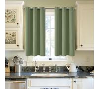 YoungsTex Olive Green Blackout Curtains 40 Inch Length for Kitchen Cafe Window - Short Thermal Insulated Drapes with Grommet Room Darkening for Bedroom Bathroom, 2 Panels, 42 x 40 Inch