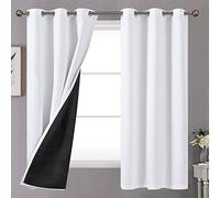 YoungsTex Pure White 100% Blackout Curtains for Bedroom 63 Inches Long 2 Panels, Double Layer Full Room Darkening Thermal Insulated Black Out Window Drapes Grommet, 42 X 63 Inch